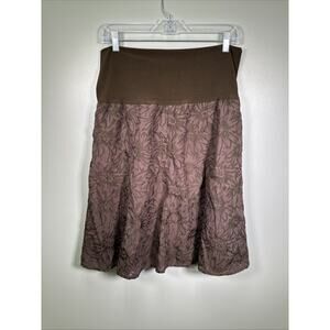 VTG First Option Skirt Womens L Y2K‎ Grunge Brown Floral Cutout Midi Stretch